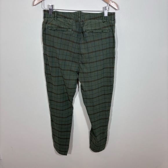 Sundance Green Plaid Cropped Linen Blend Pants NEW with tags NWT Size 10 - Picture 5 of 12